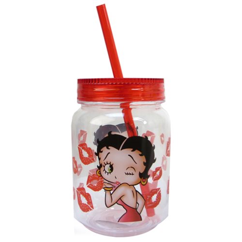 Betty Boop Kiss 18 oz. Mason-Style Jar with Lid